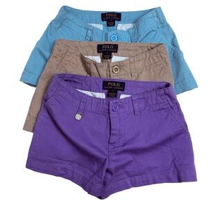 Polo by Ralph‎ Lauren BUNDLE of Shorts - Purple, Tan, Blue, GIRLS SIZE 7